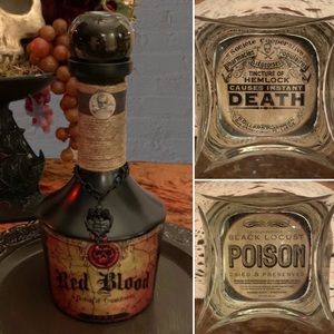 Halloween bundle- decorated bottle and glasses